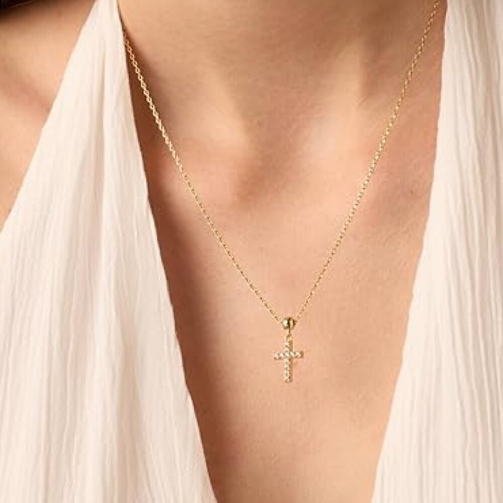 Neiman Marcus 14K Gold Plated Cross Necklace - Picture 3 of 4